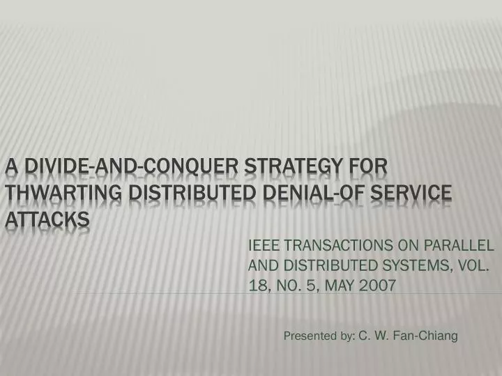 ieee transactions on parallel and distributed systems vol 18 no 5 may 2007