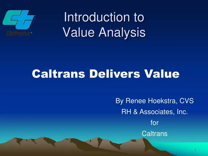 introduction to value analysis