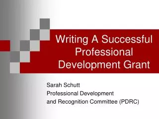 Writing A Successful Professional Development Grant