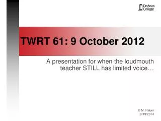 TWRT 61: 9 October 2012