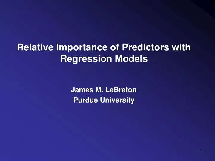 relative importance of predictors with regression models