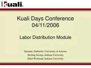 Kuali Days Conference 04/11/2006