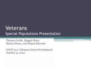 Veterans Special Populations Presentation