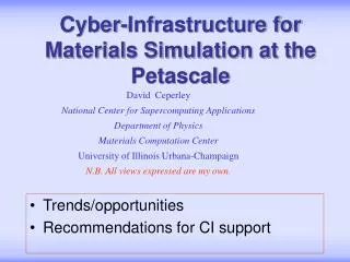 Cyber-Infrastructure for Materials Simulation at the Petascale