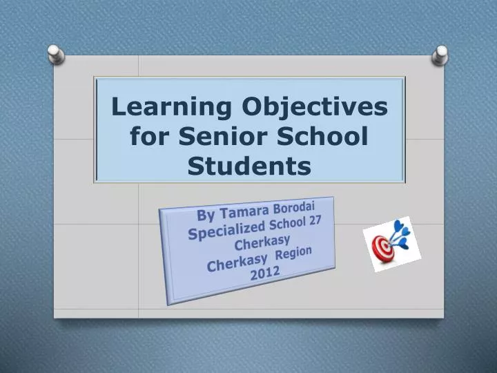 learning objectives for senior school students