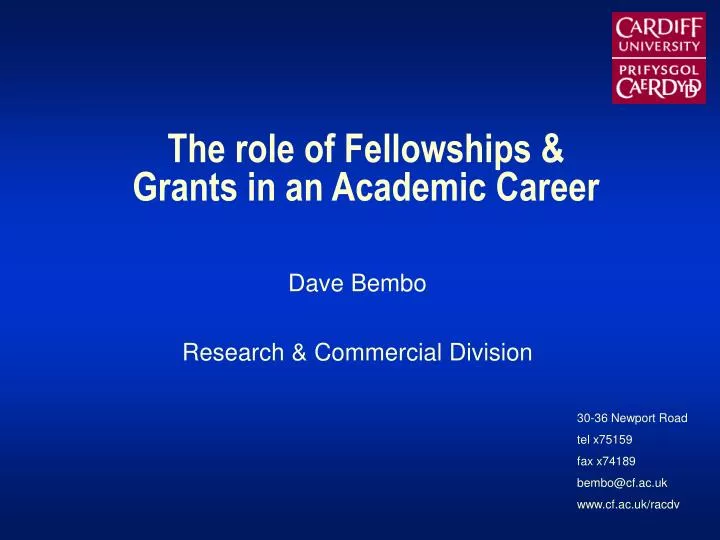 the role of fellowships grants in an academic career