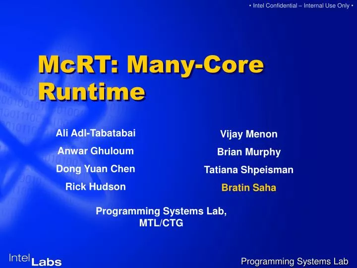 mcrt many core runtime