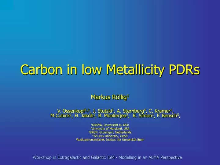 carbon in low metallicity pdrs