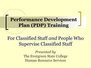 Performance Development Plan (PDP) Training