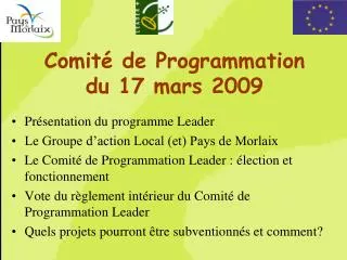 comit de programmation du 17 mars 2009