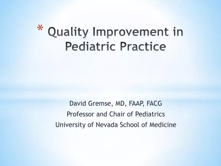 quality improvement in pediatric practice