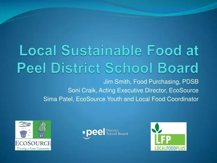 local sustainable food at peel district school board