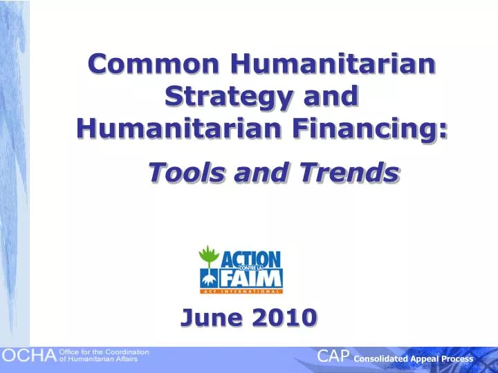 common humanitarian strategy and humanitarian financing tools and trends