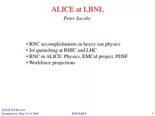 ALICE at LBNL