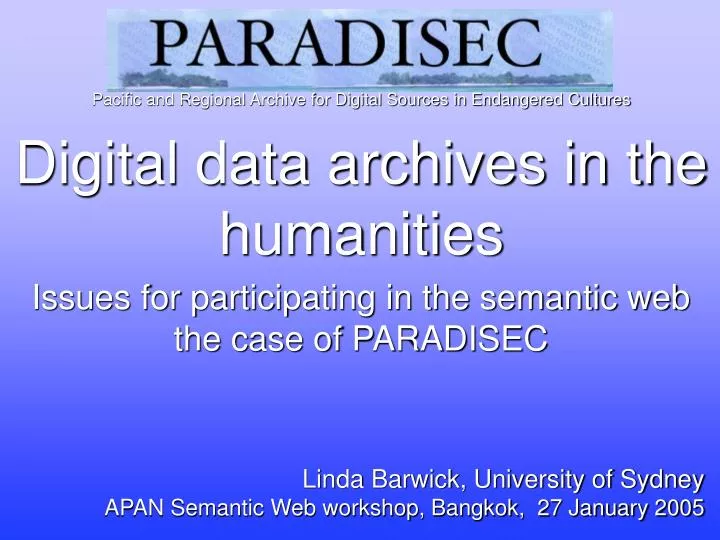 digital data archives in the humanities