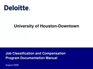 Job Classification and Compensation Program Documentation Manual August 2006
