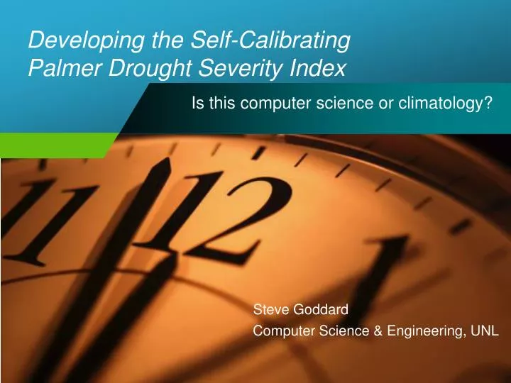 developing the self calibrating palmer drought severity index