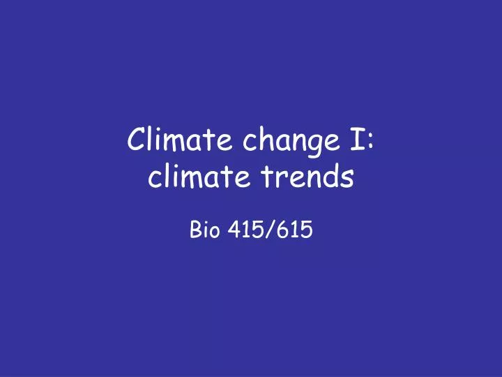 climate change i climate trends