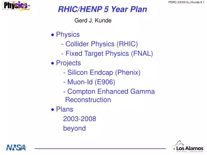 rhic henp 5 year plan