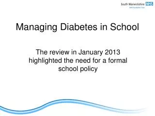 Managing Diabetes in School
