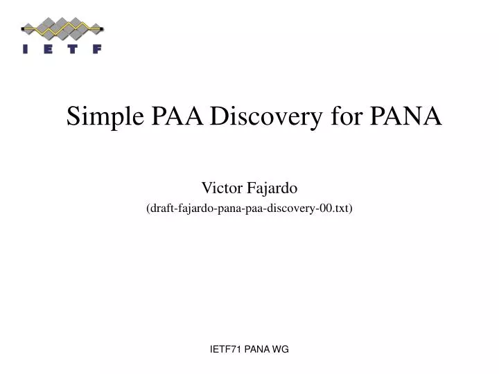 simple paa discovery for pana