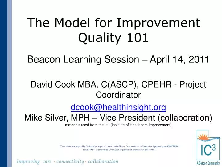 the model for improvement quality 101
