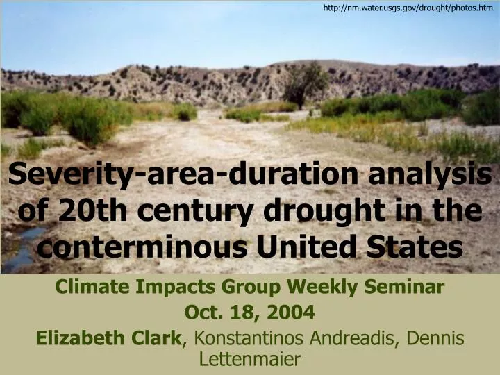 severity area duration analysis of 20th century drought in the conterminous united states