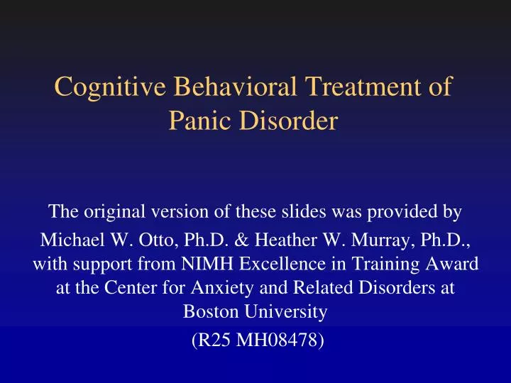 cognitive behavioral treatment of panic disorder
