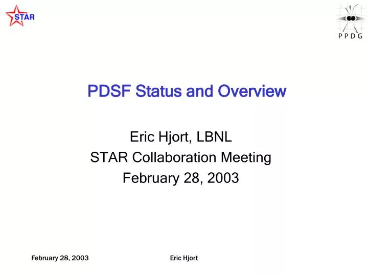 pdsf status and overview