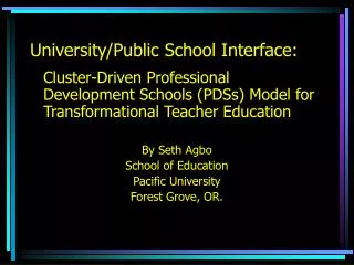University/Public School Interface:
