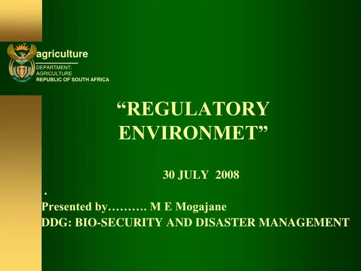 regulatory environmet