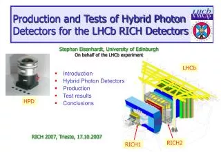 Production and Tests of Hybrid Photon Detectors for the LHCb RICH Detectors