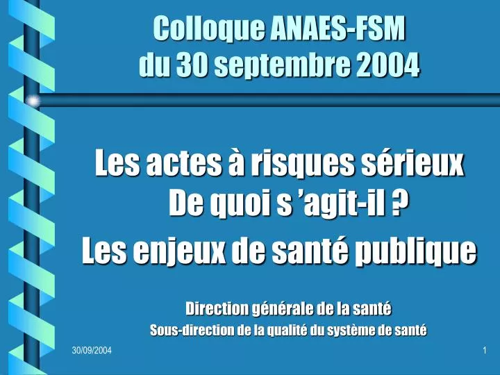 colloque anaes fsm du 30 septembre 2004
