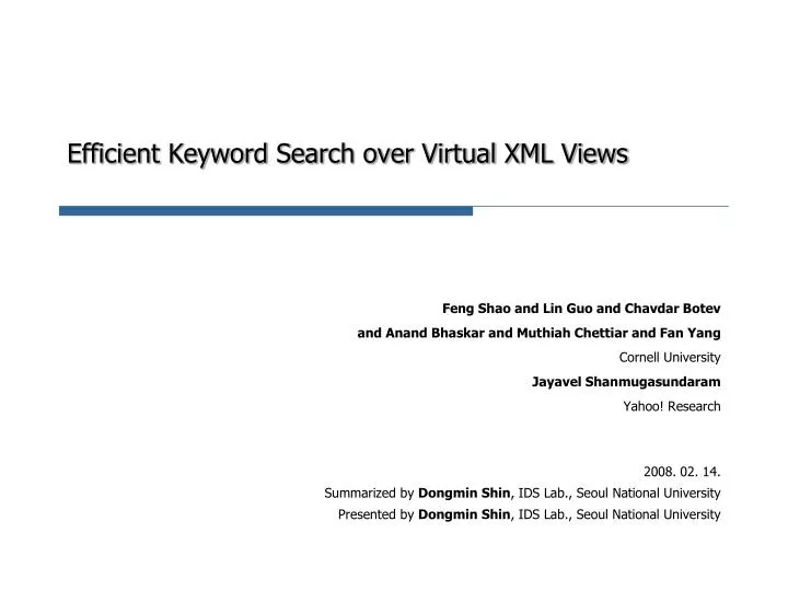 efficient keyword search over virtual xml views