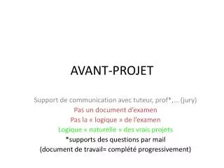 avant projet