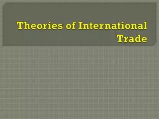 theories of international trade