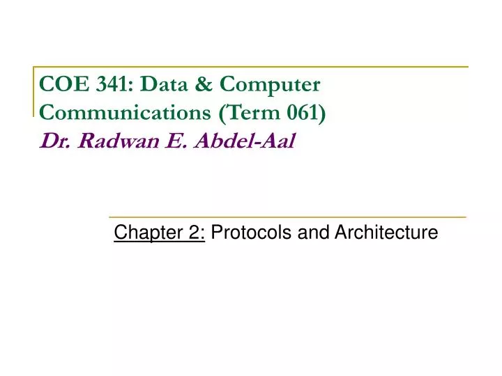 chapter 2 protocols and architecture