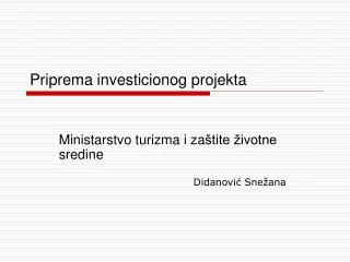 priprema investicionog projekta