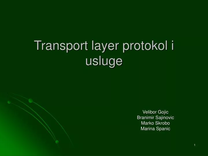 transport layer protokol i usluge