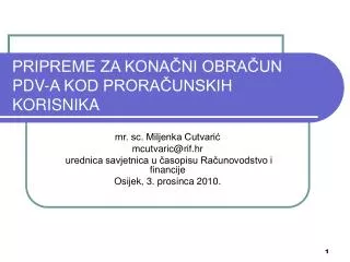 pripreme za kona ni obra un pdv a kod prora unskih korisnika