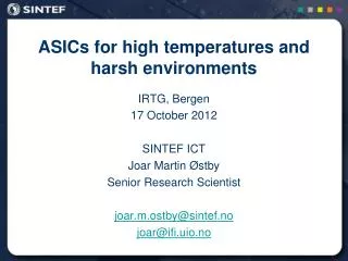 ASICs for high temperatures and harsh environments