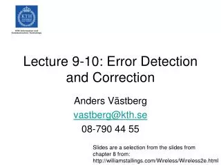 Lecture 9-10: Error Detection and Correction