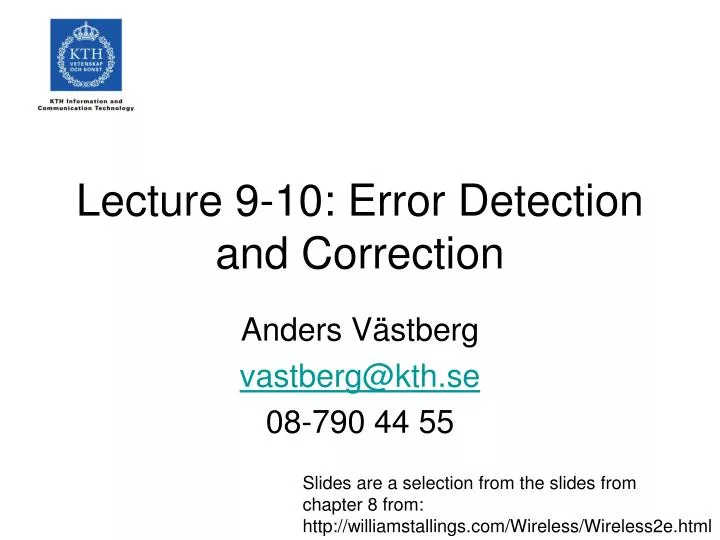 lecture 9 10 error detection and correction