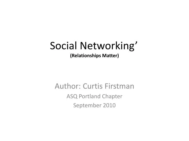 social networking relationships matter