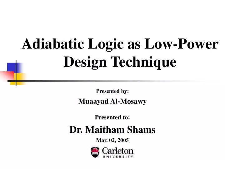 adiabatic logic as low power design technique