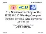31st Session of meetings of the IEEE 802.15 Working Group for Wireless Personal Area Networks