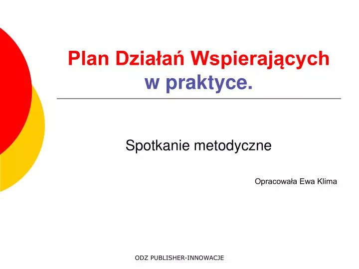 plan dzia a wspieraj cych w praktyce