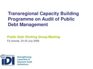 Transregional Capacity Building Programme on Audit of Public Debt Management
