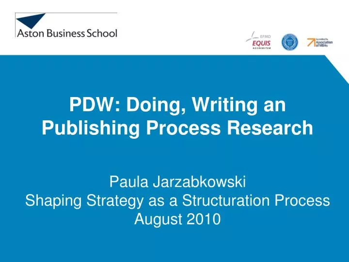 pdw doing writing an publishing process research