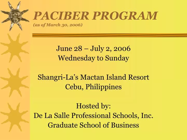 paciber program as of march 30 2006